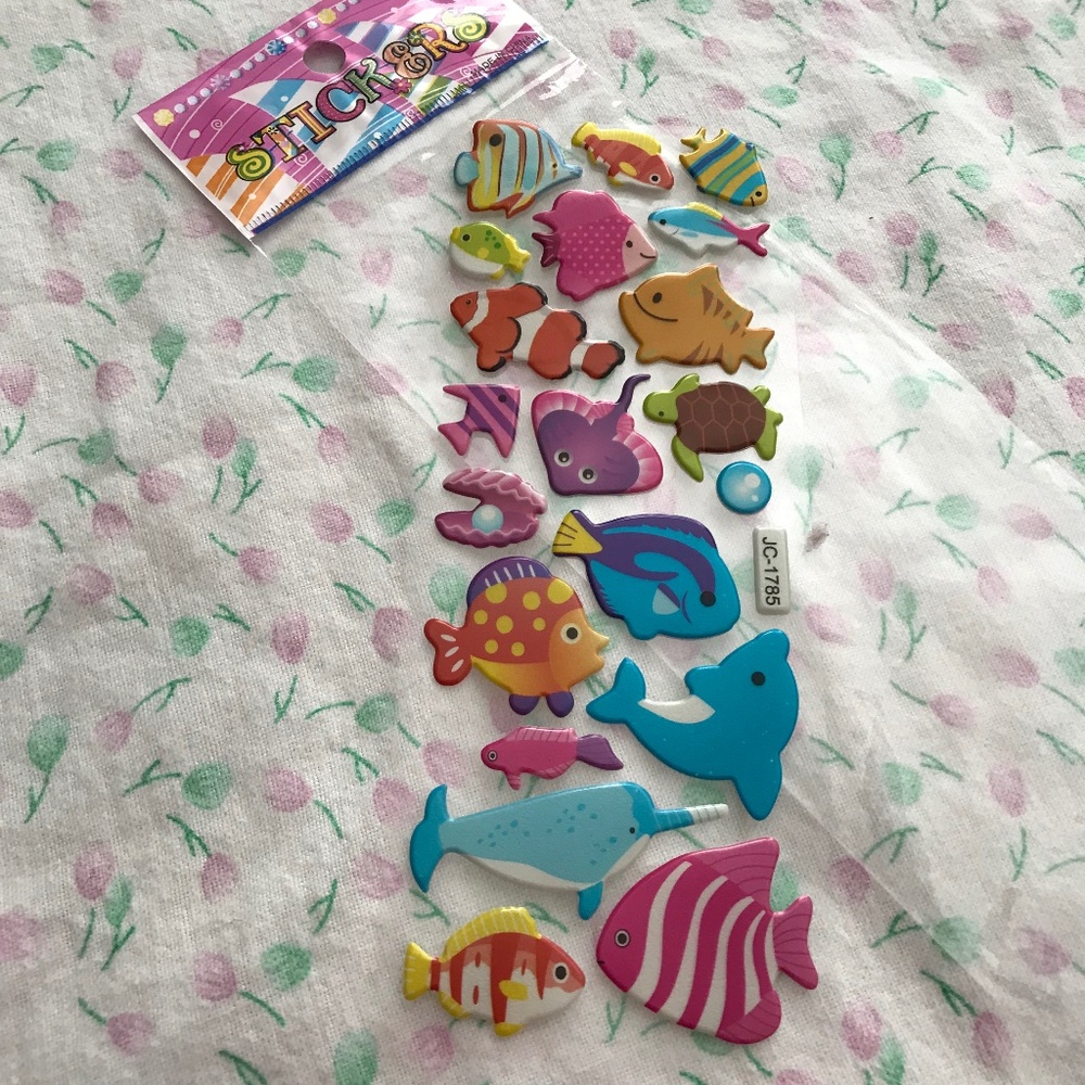 New 3D Marine Life Sea Animals Sticker Sheet Set